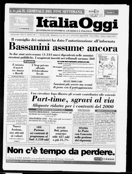 Italia oggi : quotidiano di economia finanza e politica